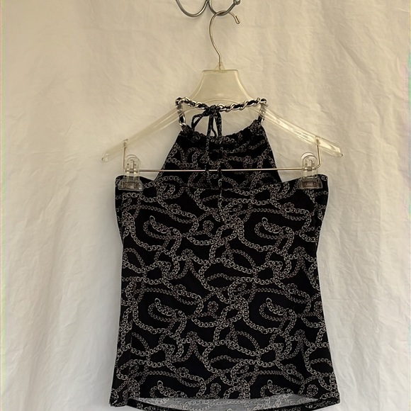 Michael Kors top black with gray chain design. Ties around the neck size M - Picture 8 of 16
